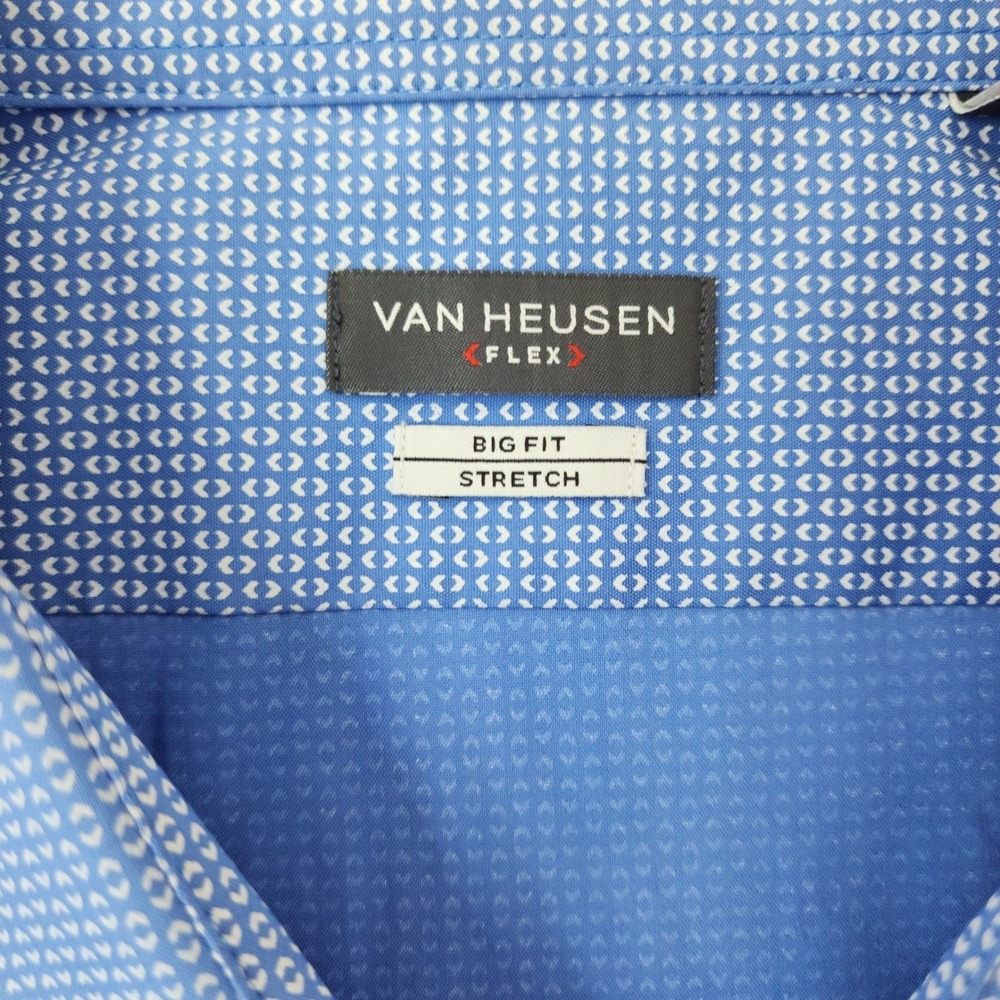 Van Heusen Flex Big Fit Mens Dress Shirt Blue Geometric Stretch Long Sleeve NEW - Picture 2 of 12